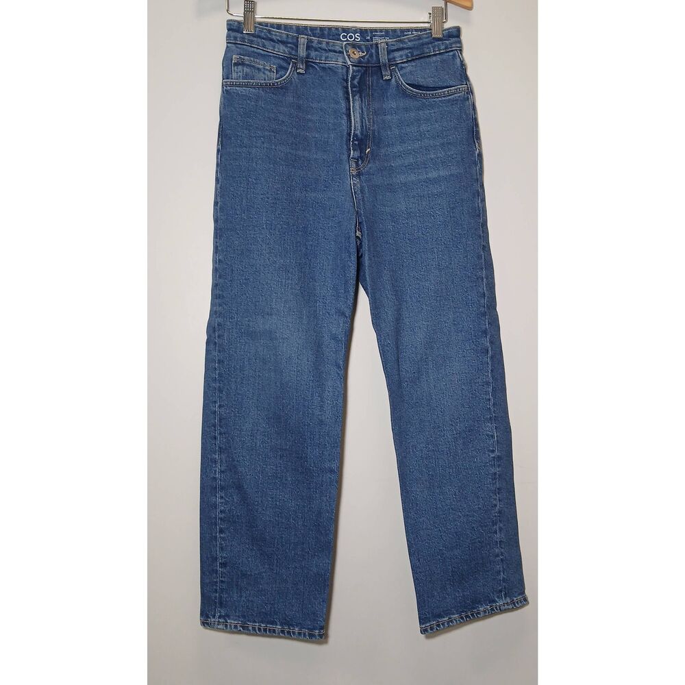 Cos Sz 28 womens straight leg extra hi rise blue jeans denim pants ankle length